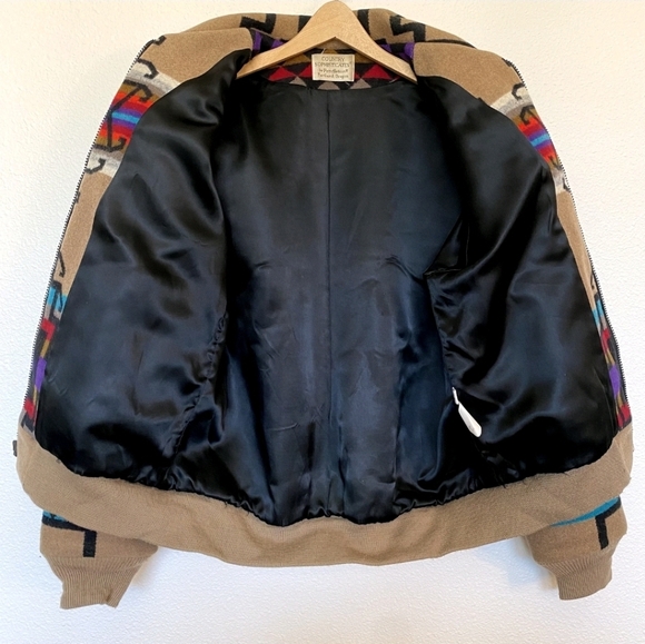 Pendleton Sophisticates Wool Navajo Bomber Beige Black‎ Red Blue Size Large - Picture 8 of 11